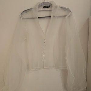 Nasty Gal White Sheer Blouse